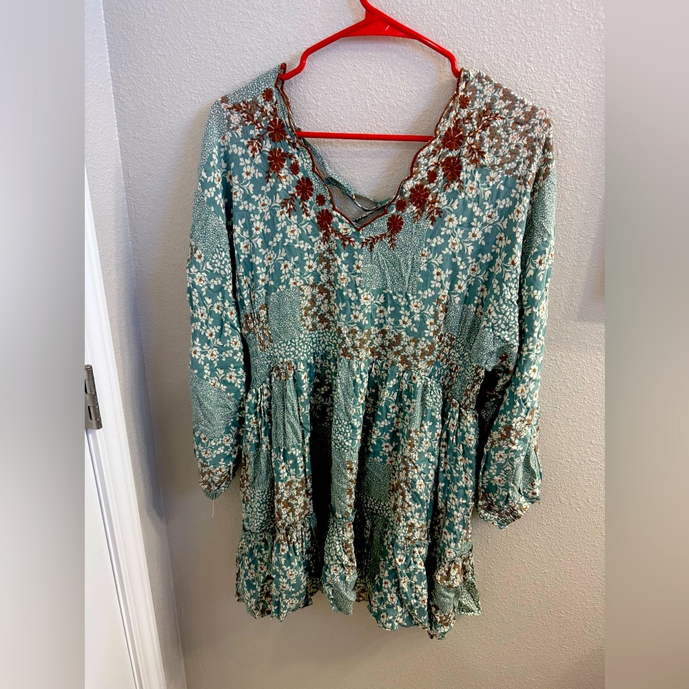 Lace up floral dress